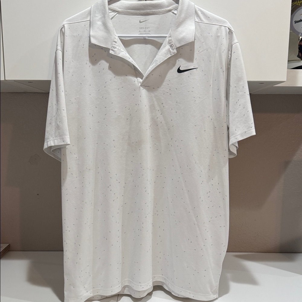 Nike Men's White Speckled Polo Shirt